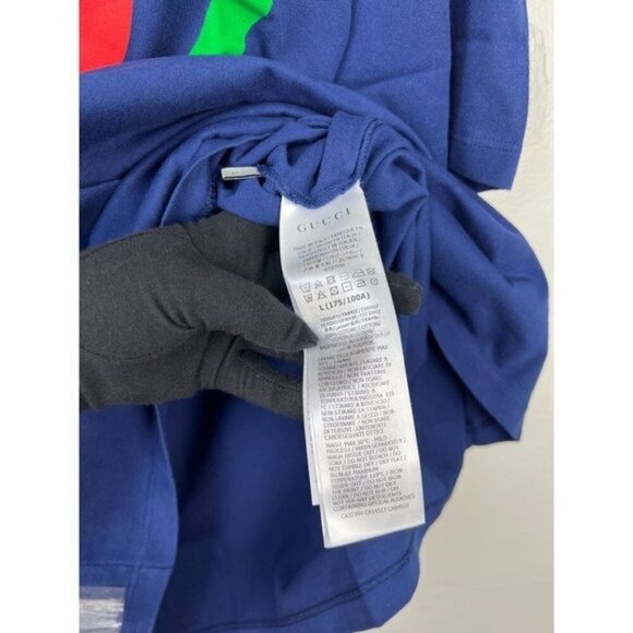 NWT Gucci Oversized Cotton Oval Interlocking GG Logo Blue T-Shirt size L - Picture 15 of 16